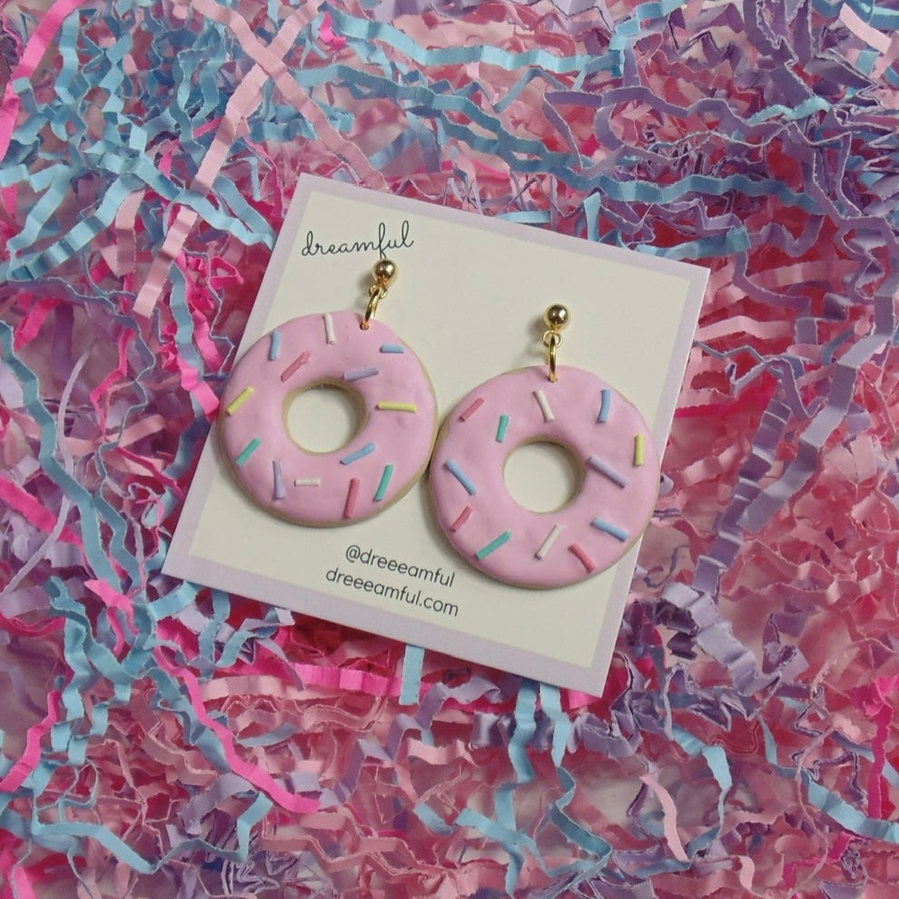 donut polymer clay earrings