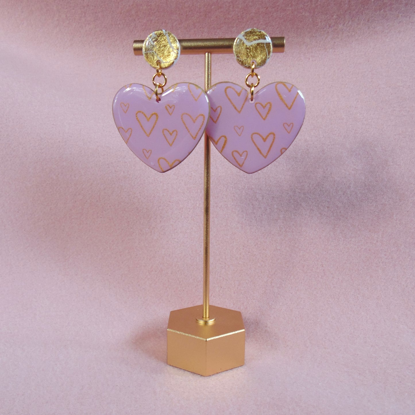 jumbo hearts - handmade polymer clay earrings