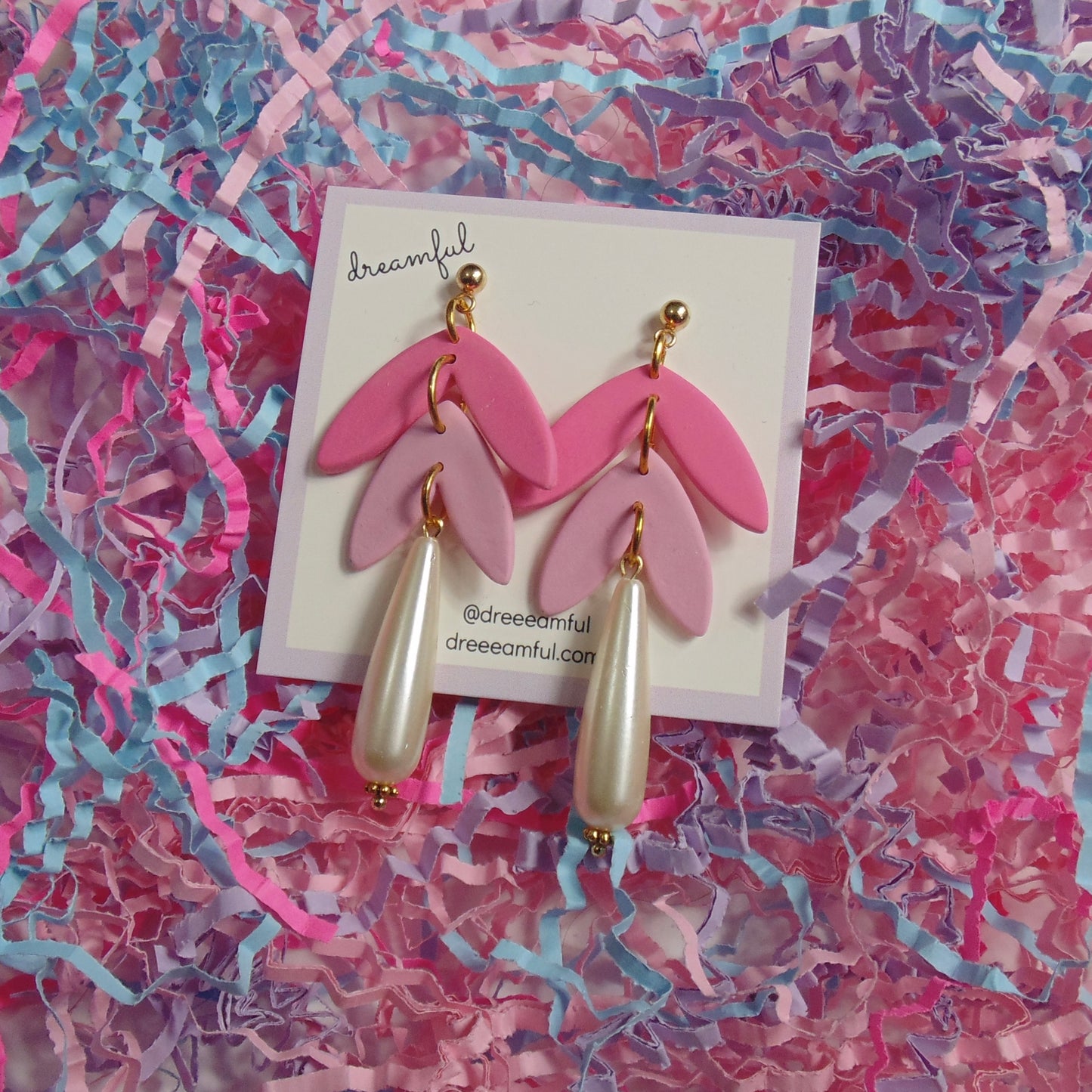 pearly pink drop earrings