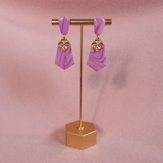 pink charm drop earrings