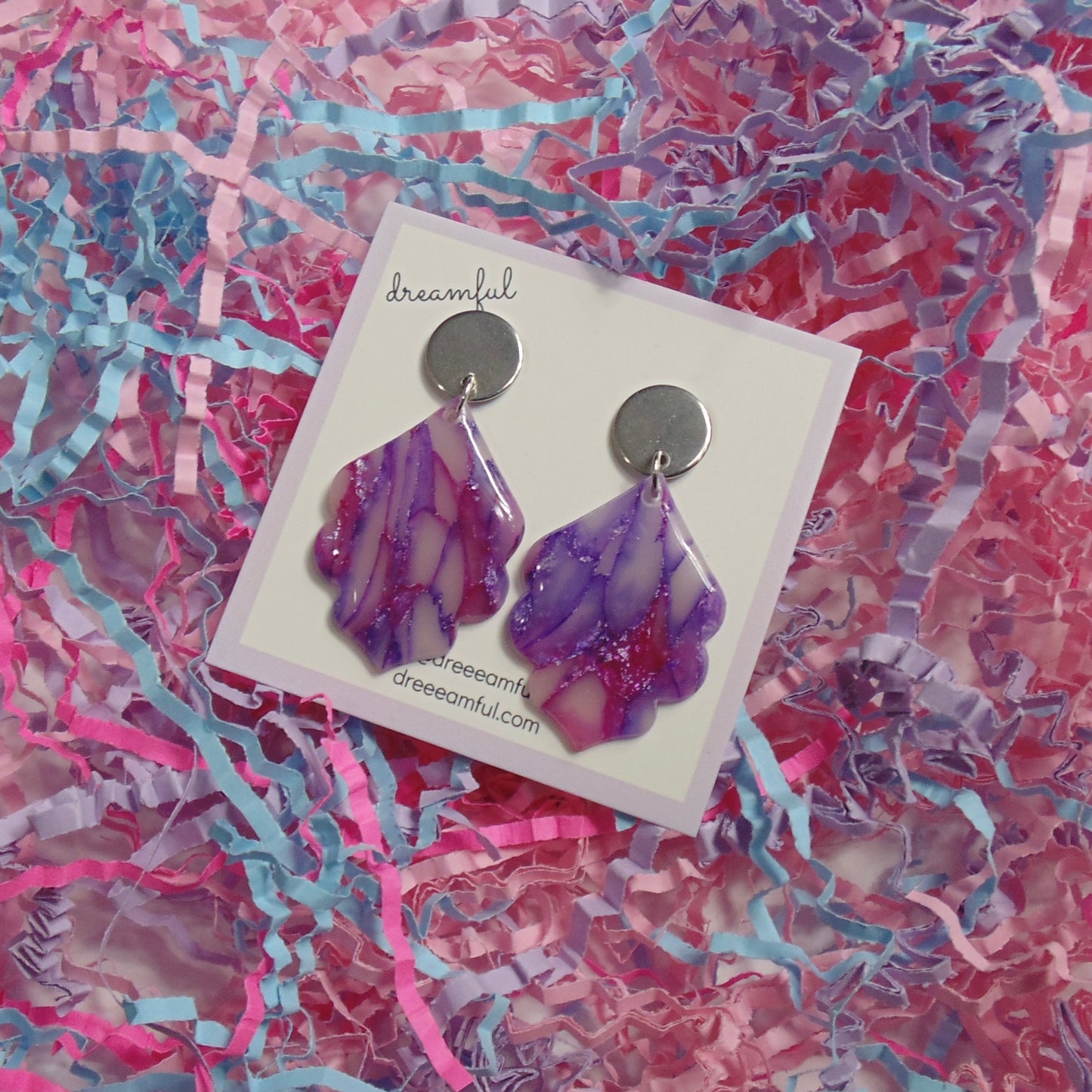 purple & pink drop earrings
