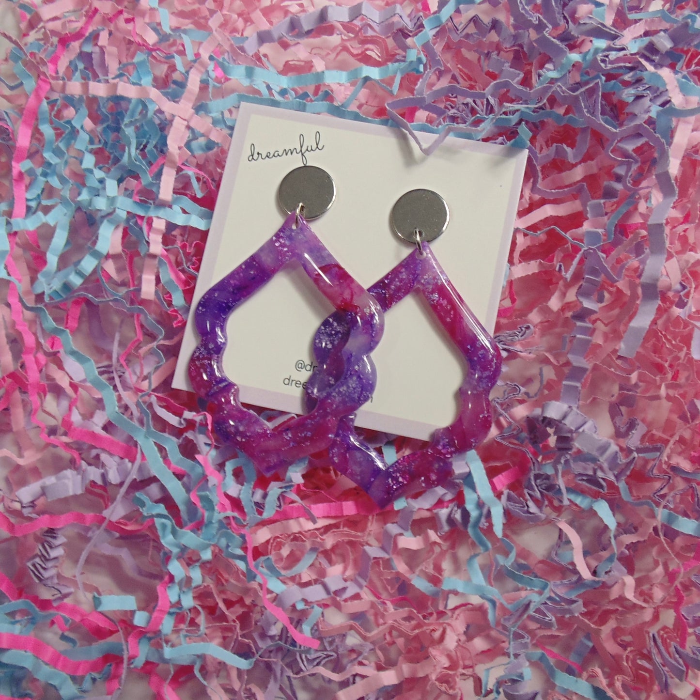 purple & pink drop earrings