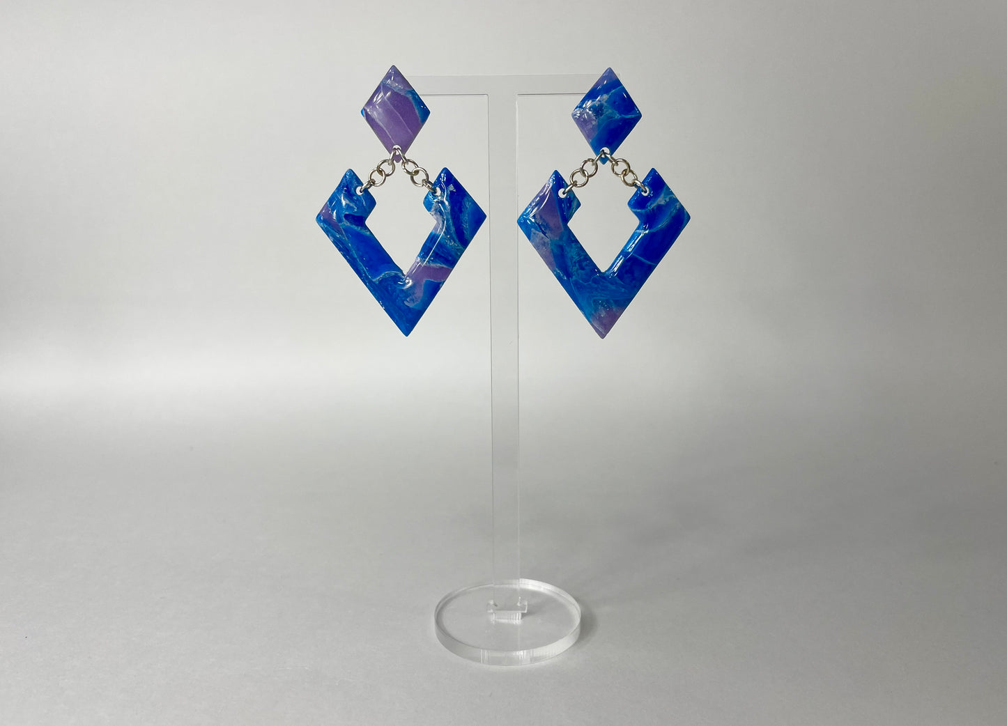 blue & purple clamshell earrings