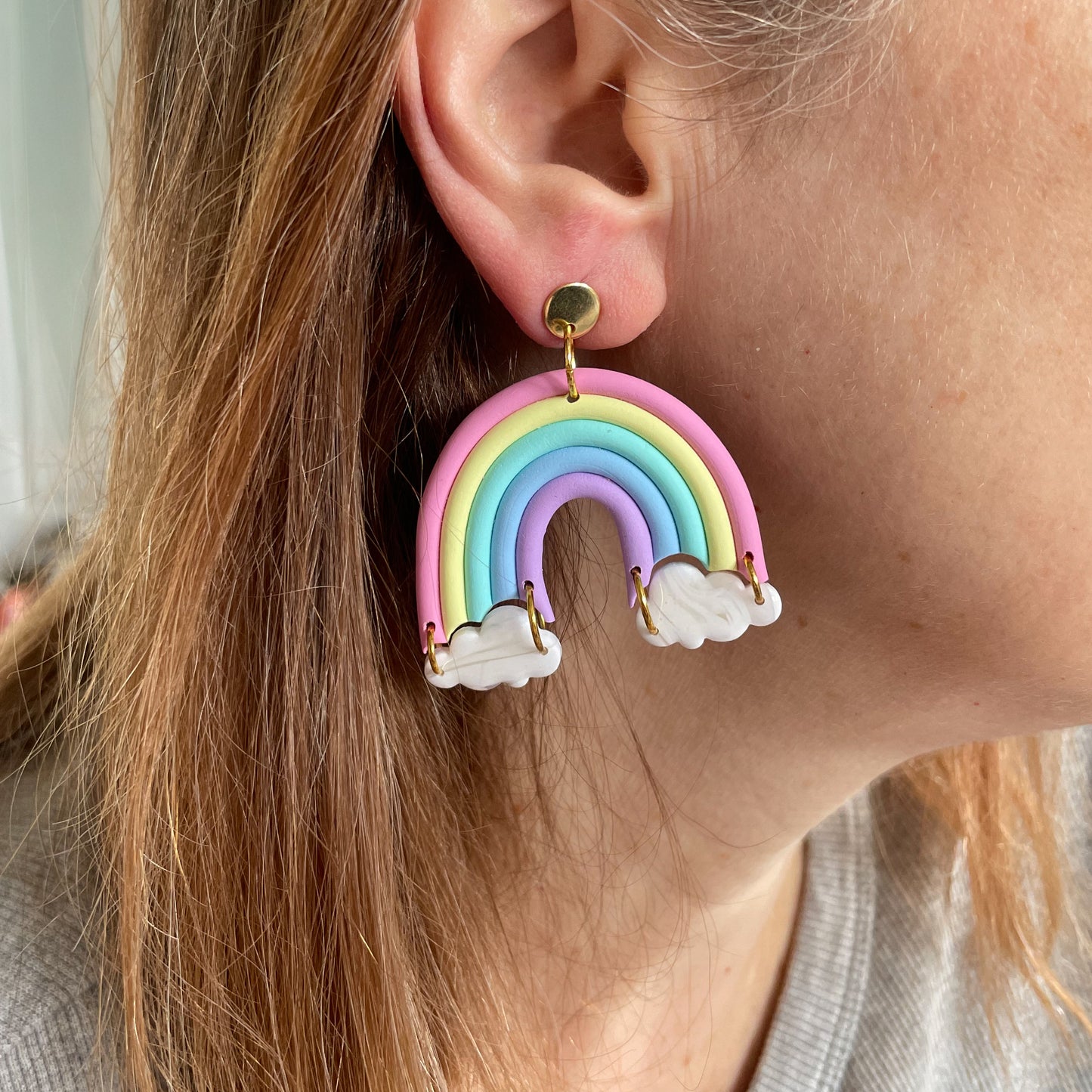 18k gold plated pastel rainbow earrings