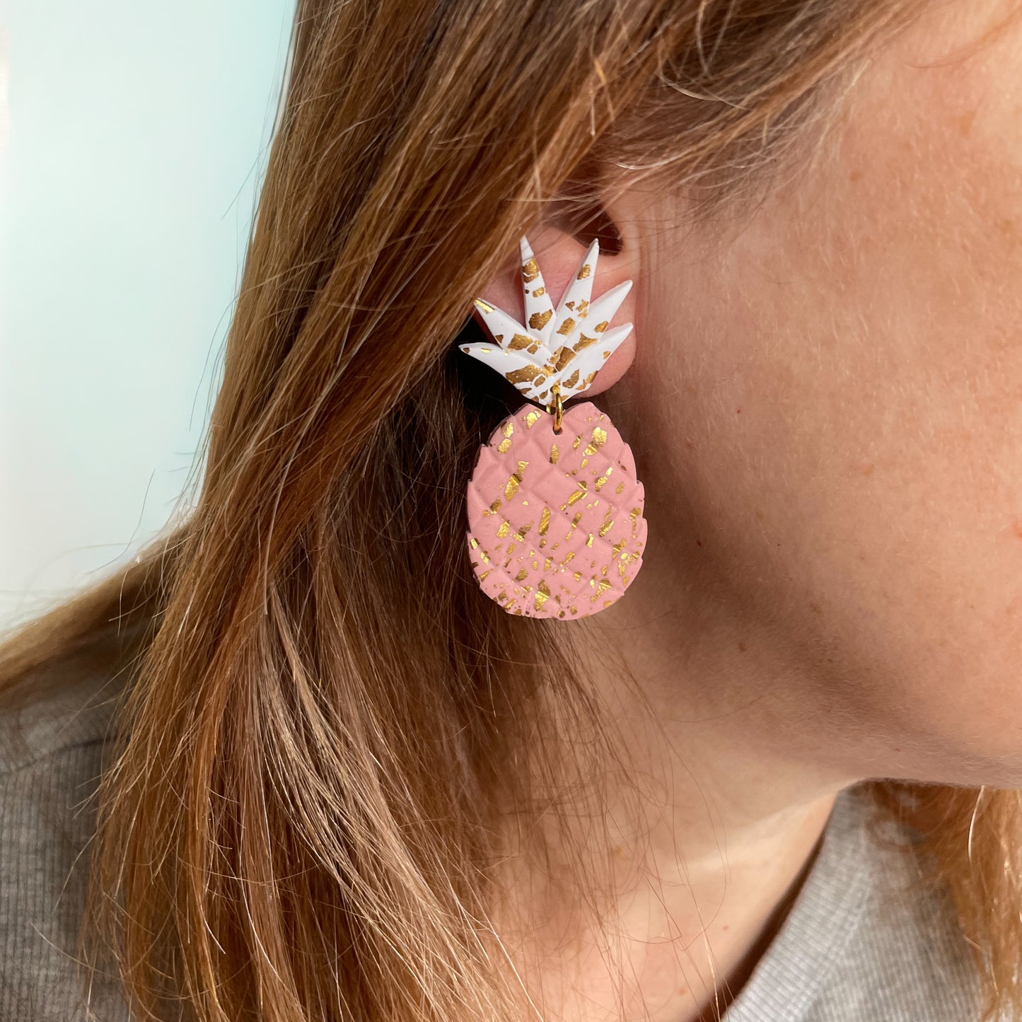 pink & gold pineapple earrings