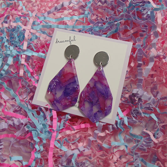 purple & pink drop earrings