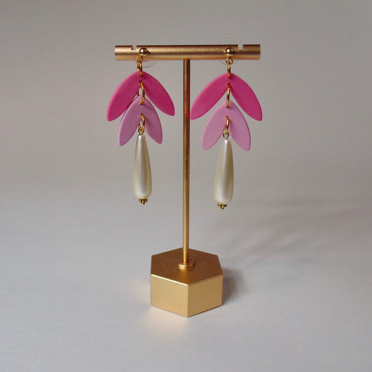 pearly pink drop earrings
