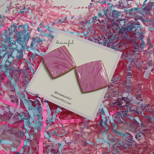 pink swirl XL stud earrings