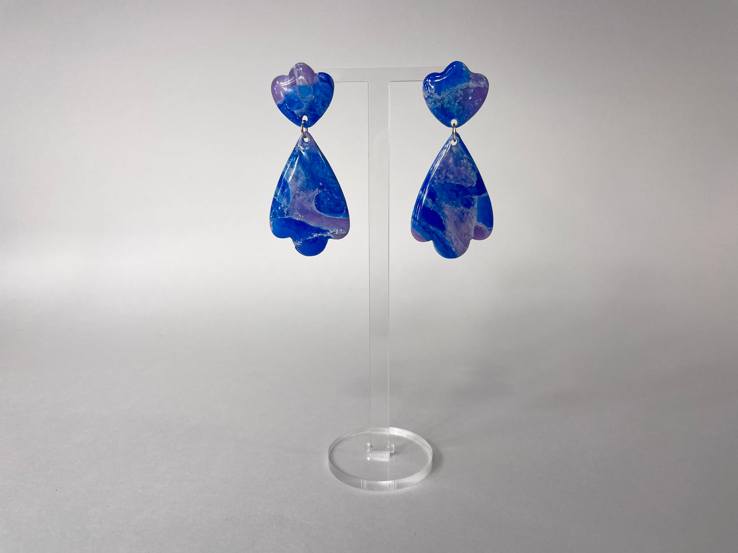 blue & purple clamshell earrings