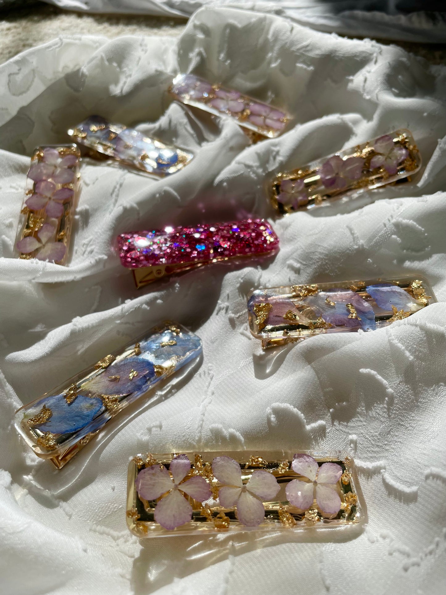 real flower barette hair clip