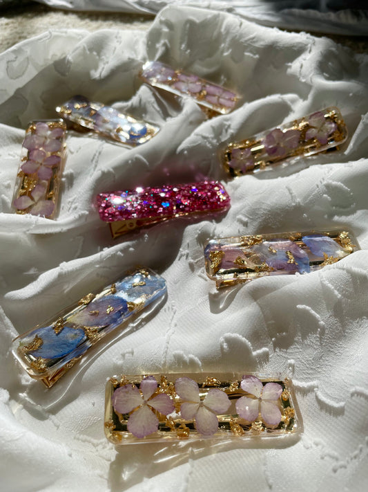 real flower barette hair clip