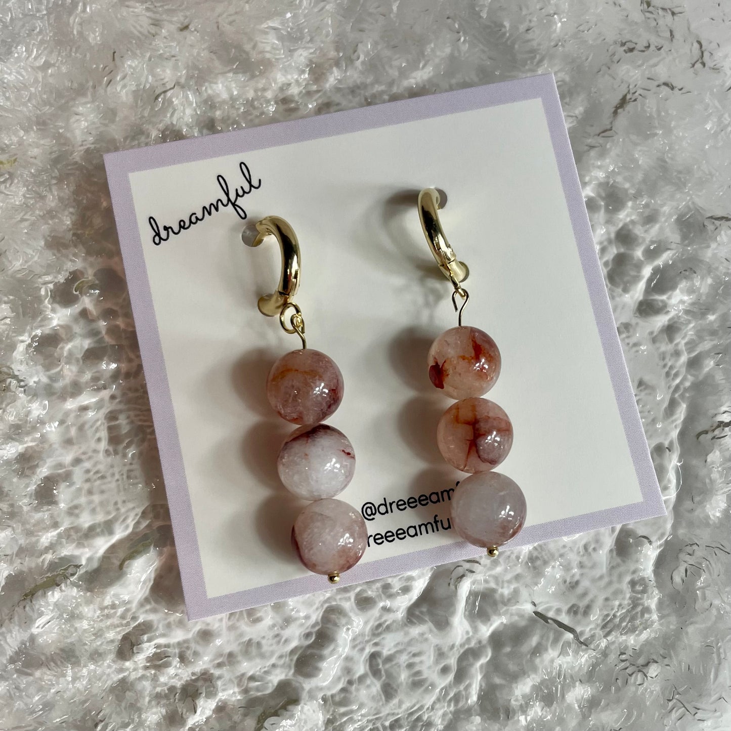 24k gold plated fire quartz crystal earrings