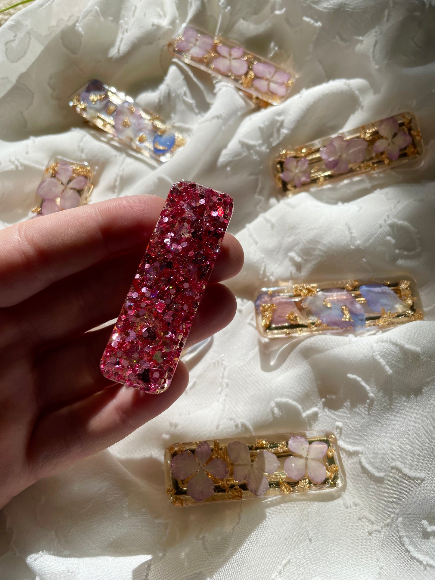 real flower barette hair clip