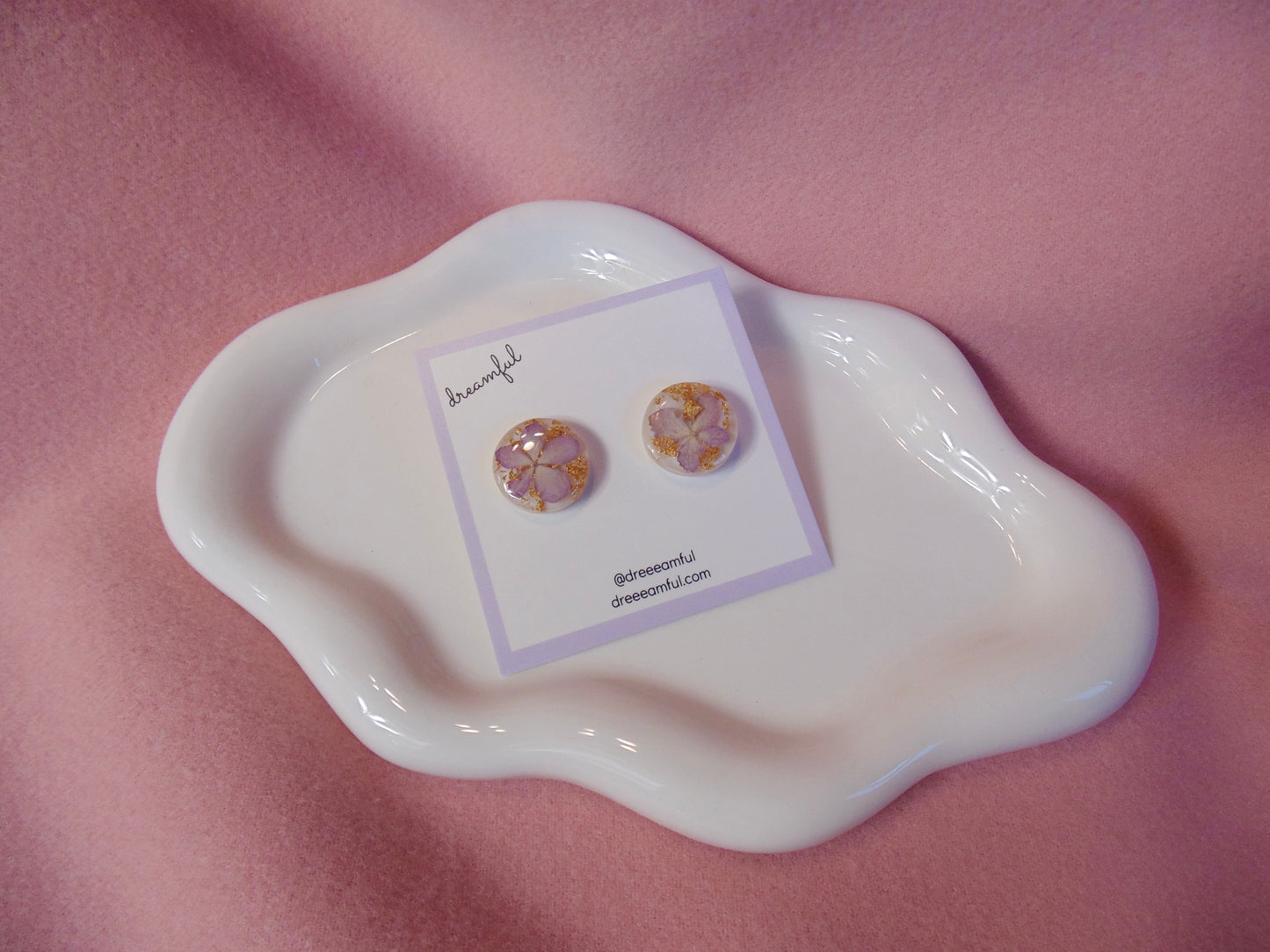 purple hydrangea stud earrings