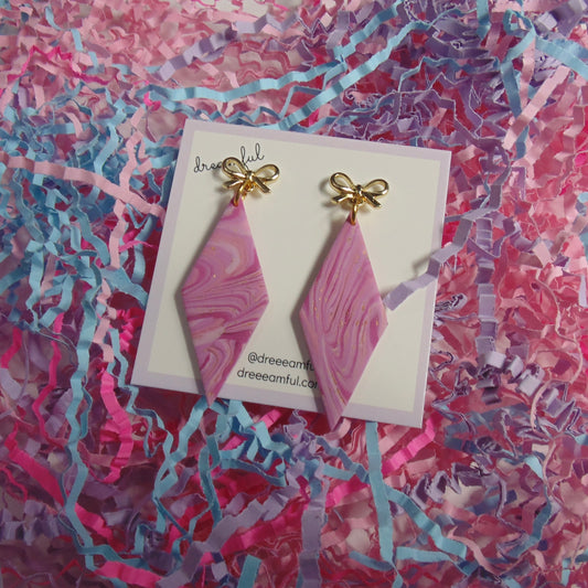 pink swirl drop earrings