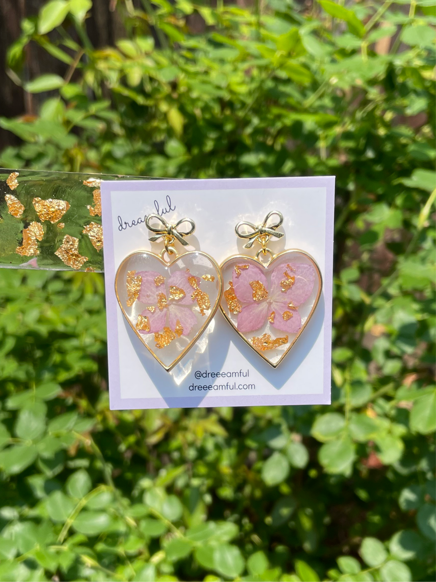 hydrangea petal heart earrings