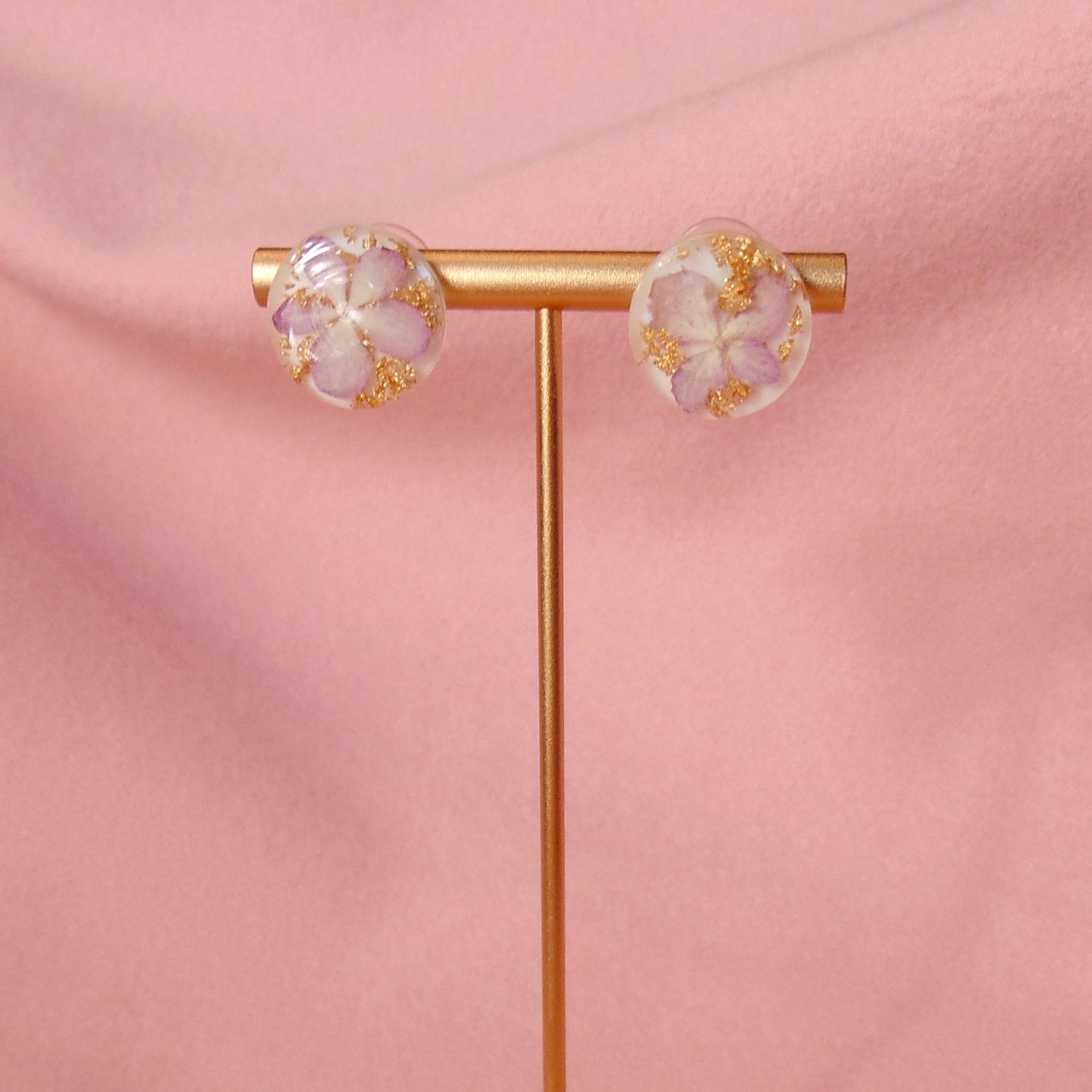 purple hydrangea stud earrings