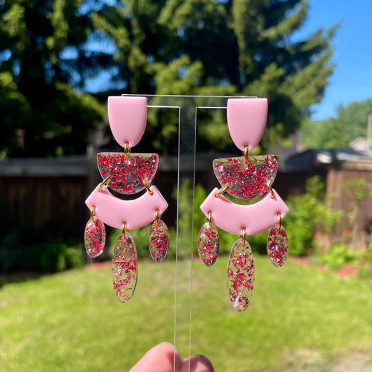 geometric chandelier earrings