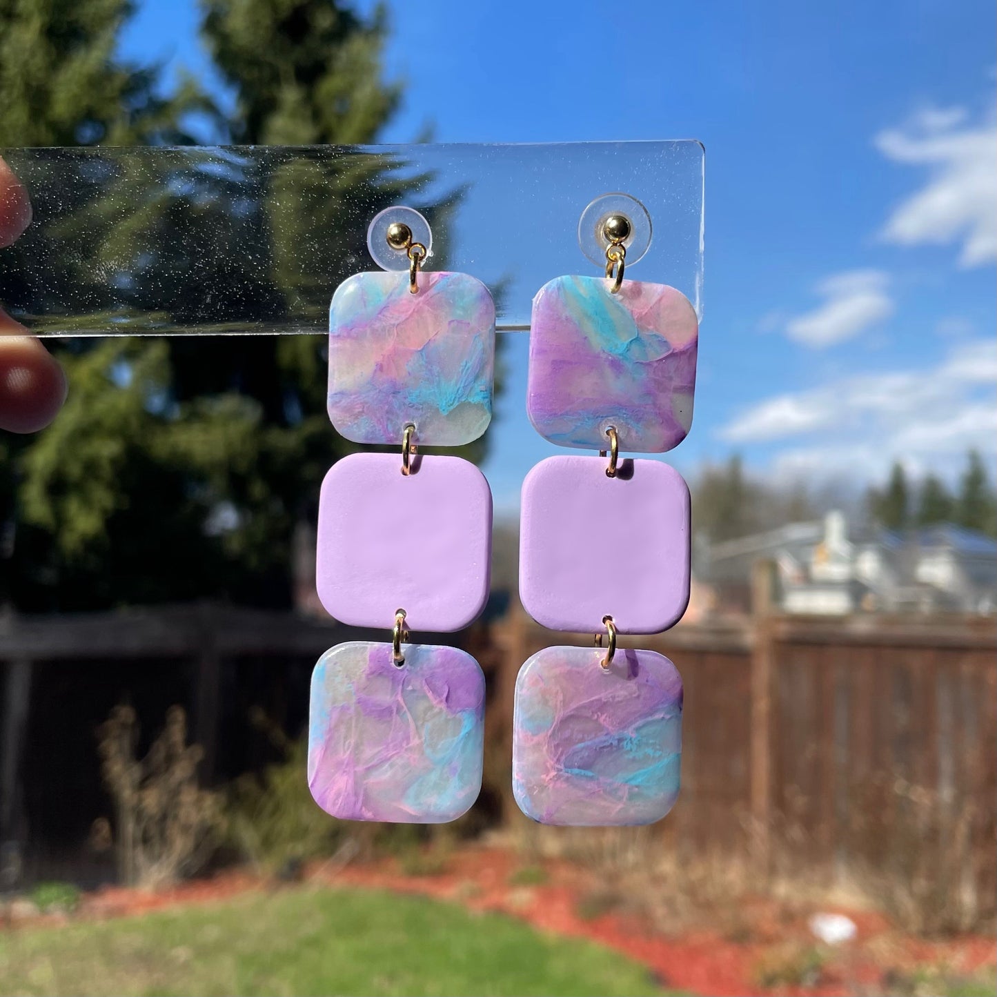 lilac shatter earrings