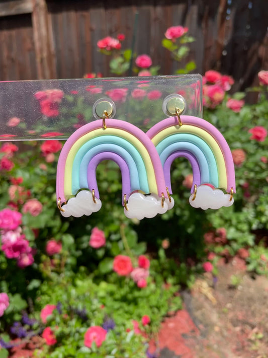 18k gold plated pastel rainbow earrings