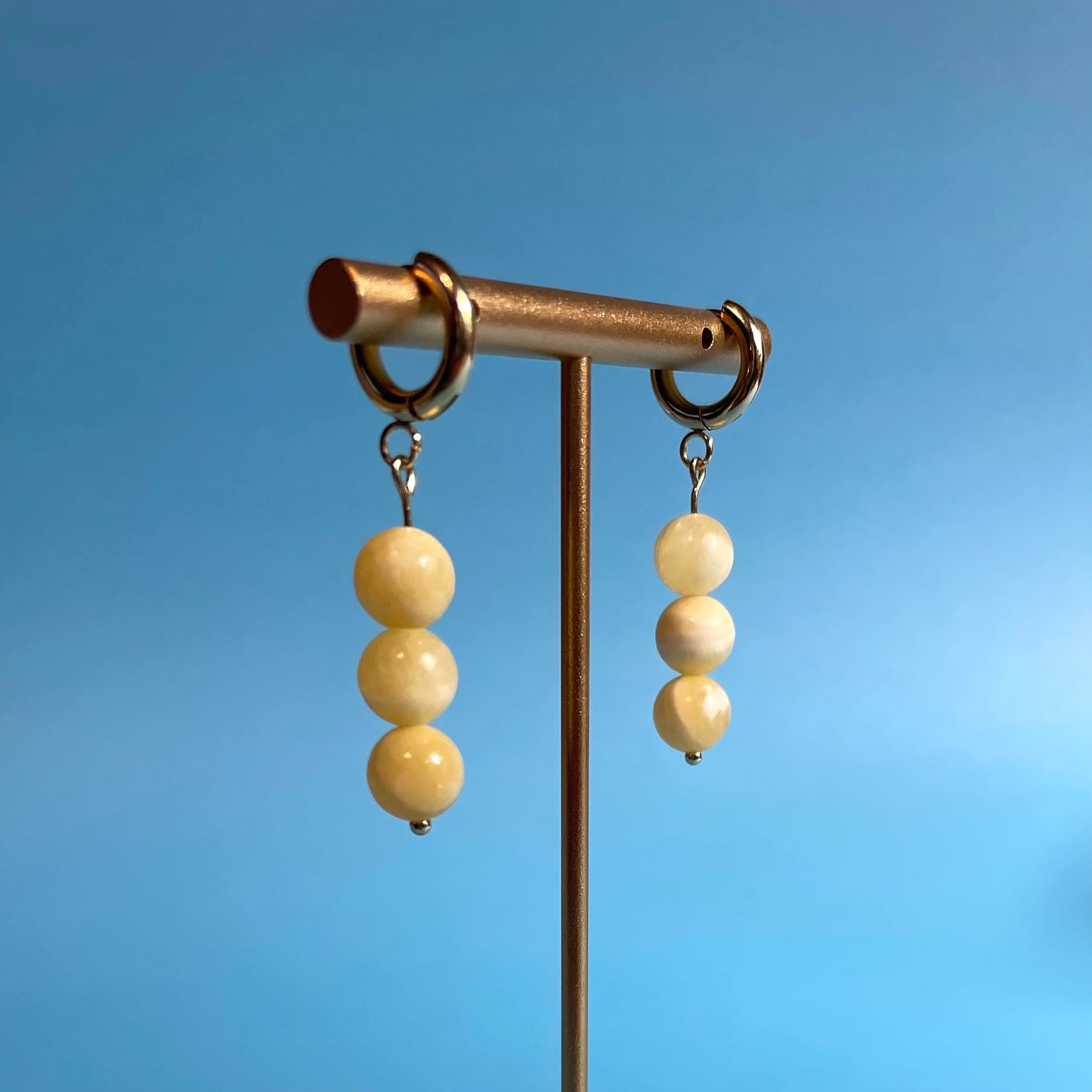 24k gold plated yellow calcite crystal earrings
