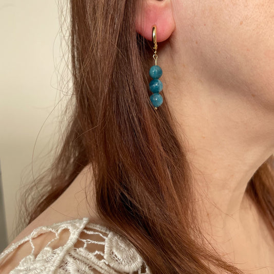 24k gold plated apatite crystal earrings