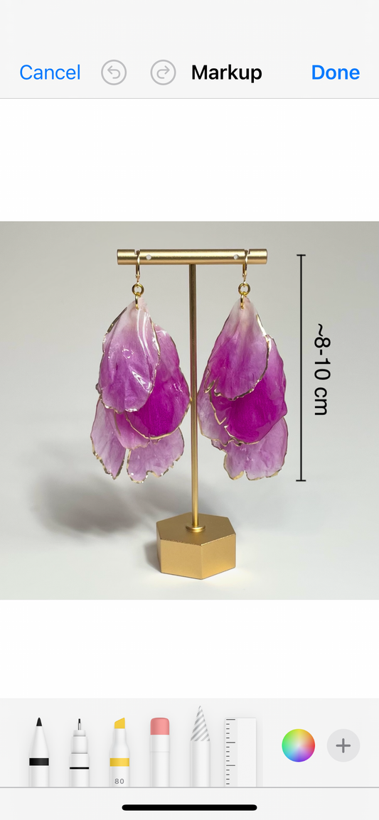 18k gold plated fuschia peony earrings