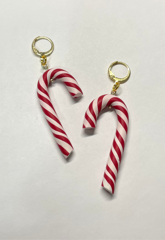 18k gold plated candy cane earrings