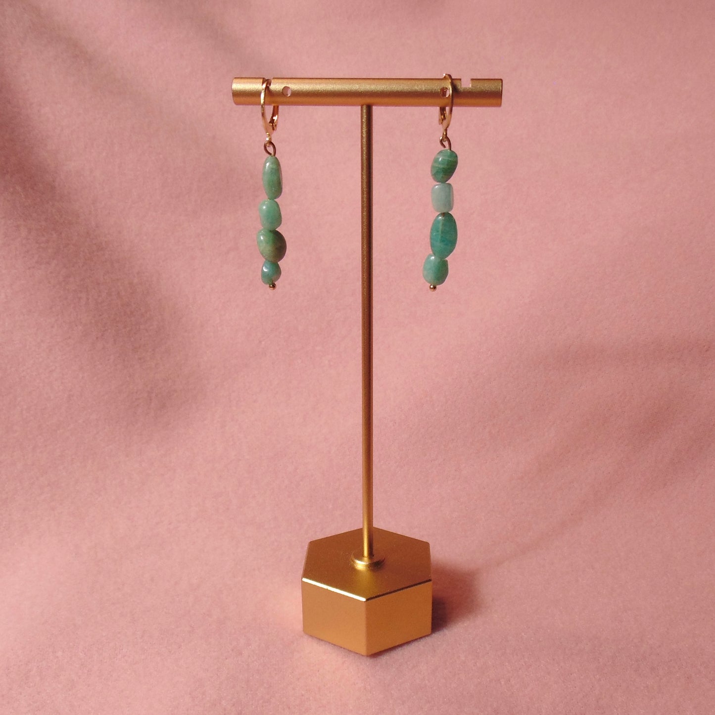 18k gold plated amazonite crystal earrings
