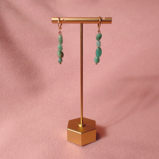 18k gold plated amazonite crystal earrings