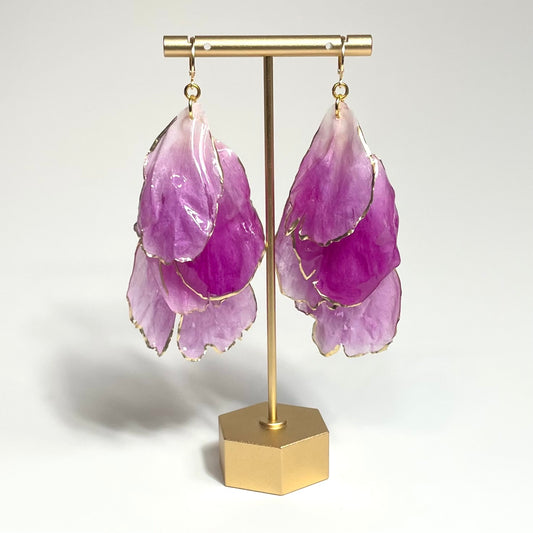 18k gold plated fuschia peony earrings
