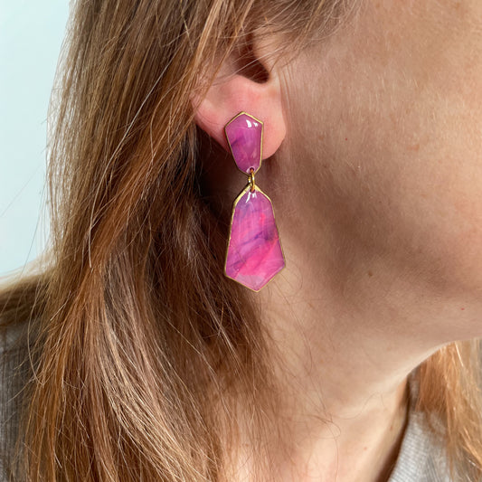 gemstone-inspired polymer clay earrings