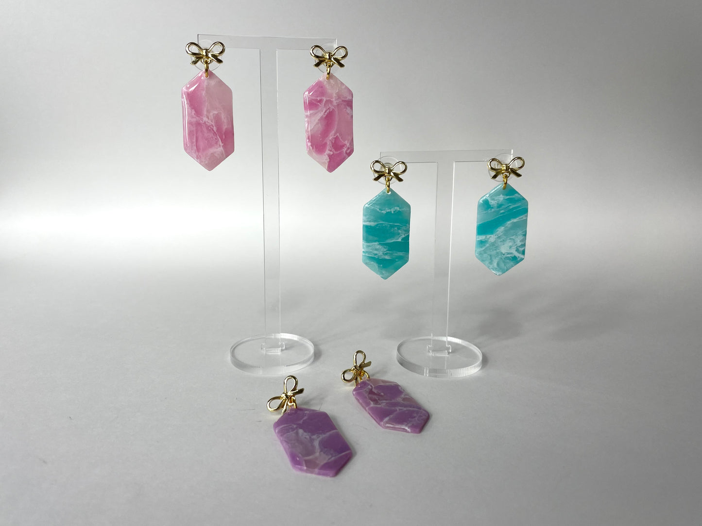 hexagon pastels - handmade polymer clay earrings