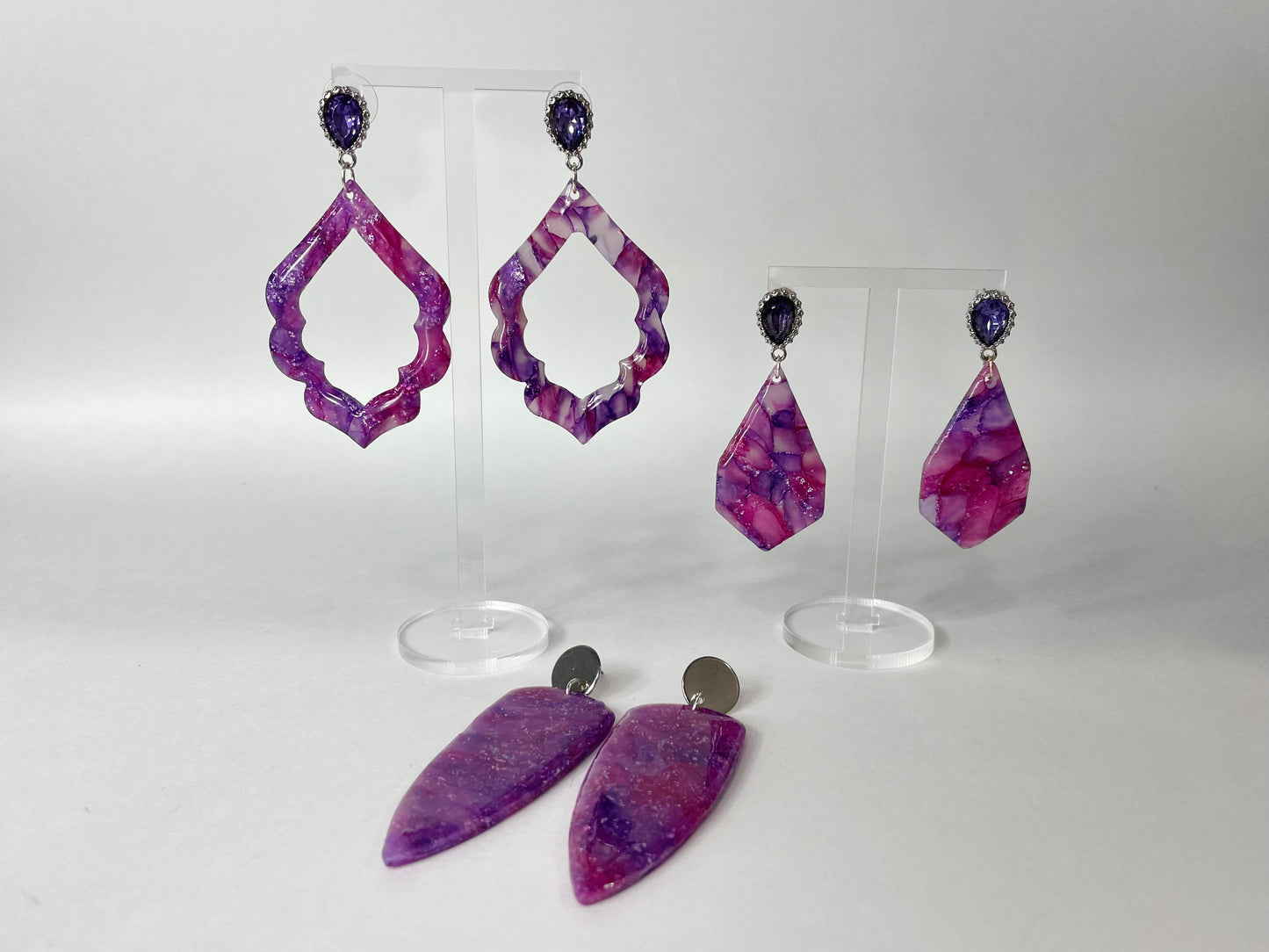 pink & purple - handmade polymer clay earrings