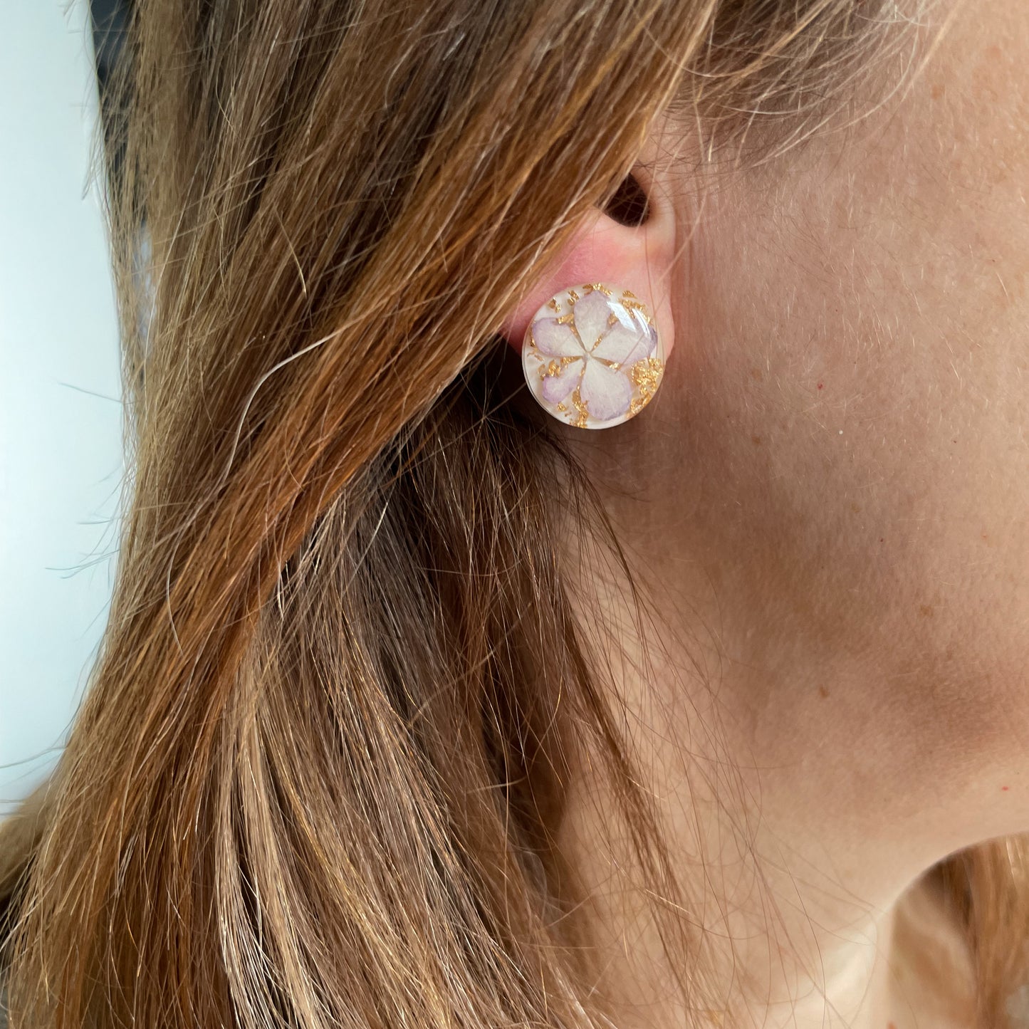 purple hydrangea stud earrings