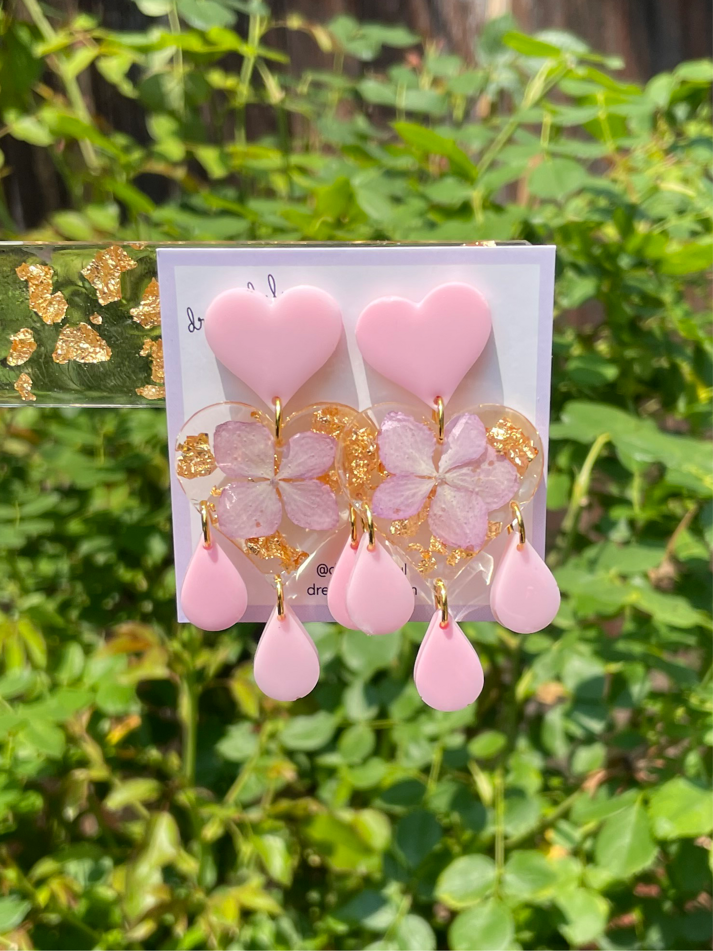 floral chandeliers - handmade preserved flower earrings