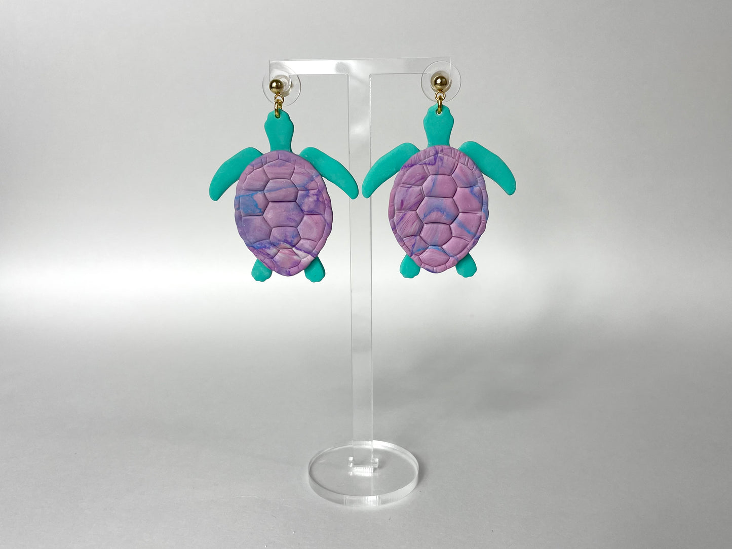 pastel sea turtles - handmade polymer clay earrings