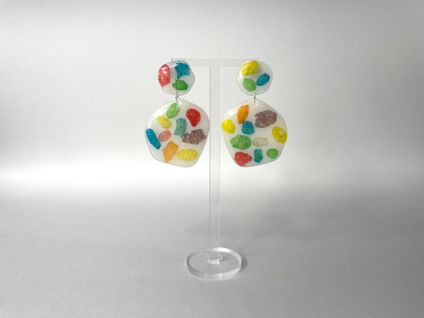 fruity pebbles & milk - handmade epoxy resin earrings