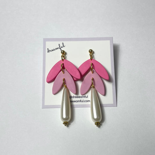 pearly pink - handmade polymer clay earrings