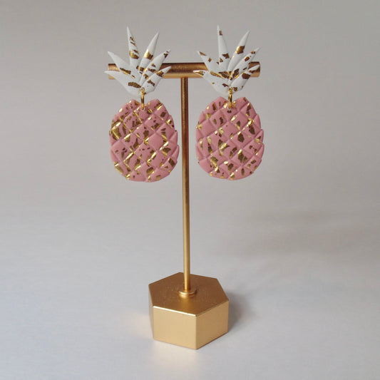 pink & gold pineapple earrings
