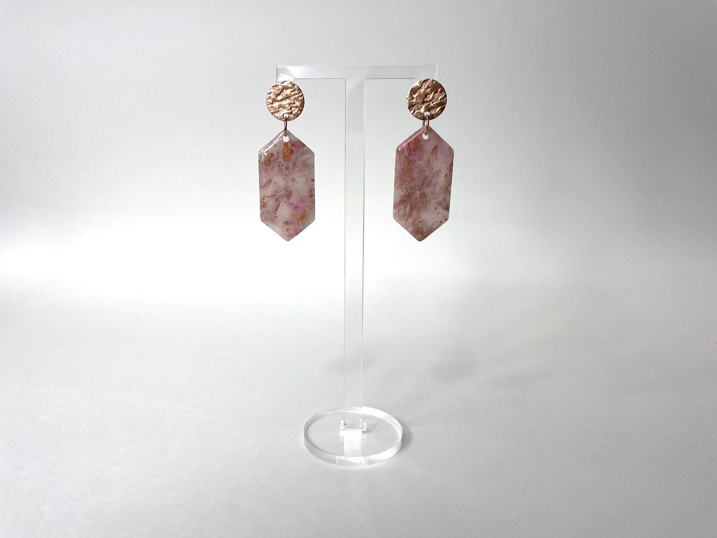 rose gold marbled - handmade polymer clay earrings