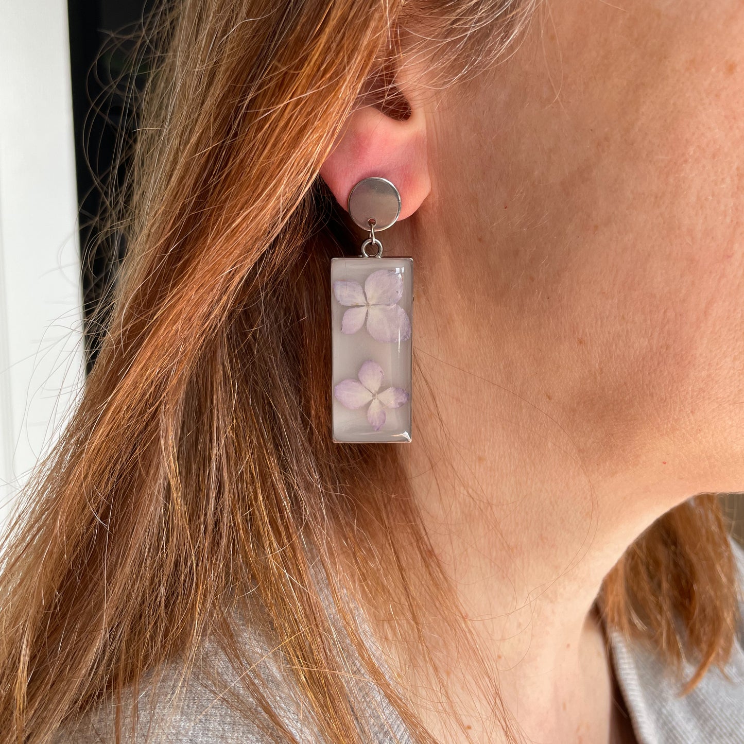 stainless steel hydrangea earrings