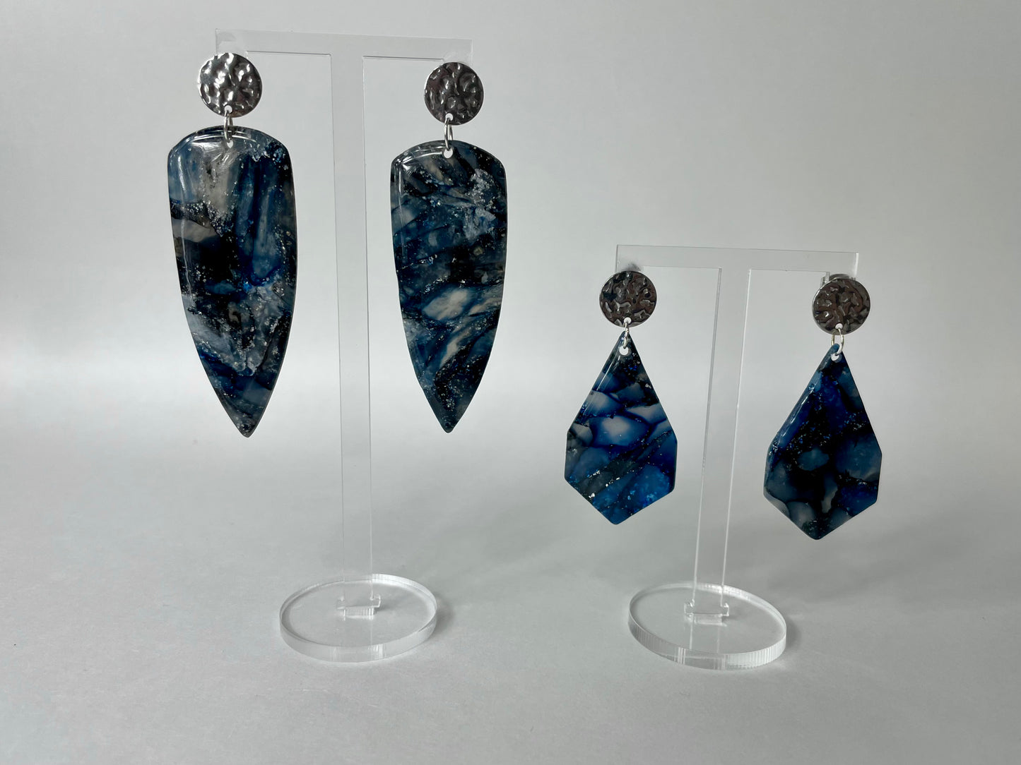 obsidian marble - handmade polymer clay earrings