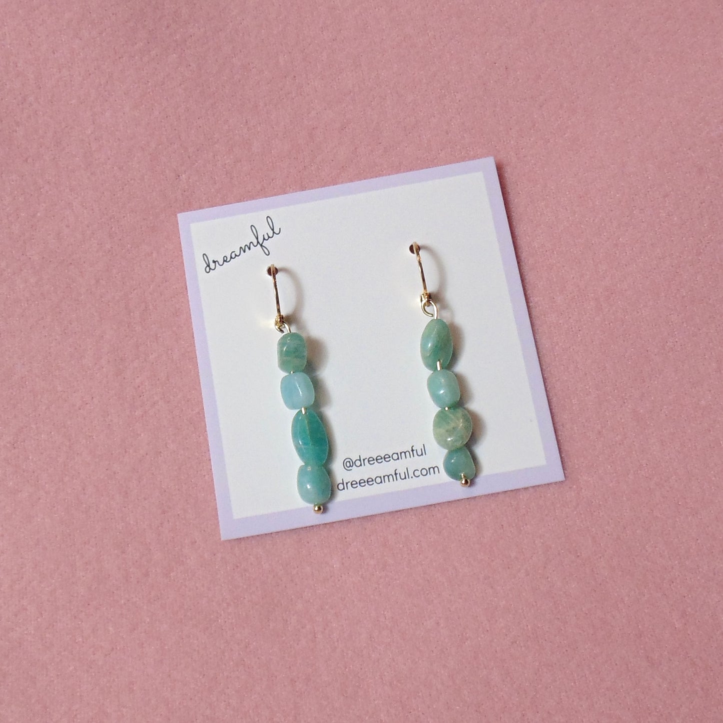 18k gold plated amazonite crystal earrings