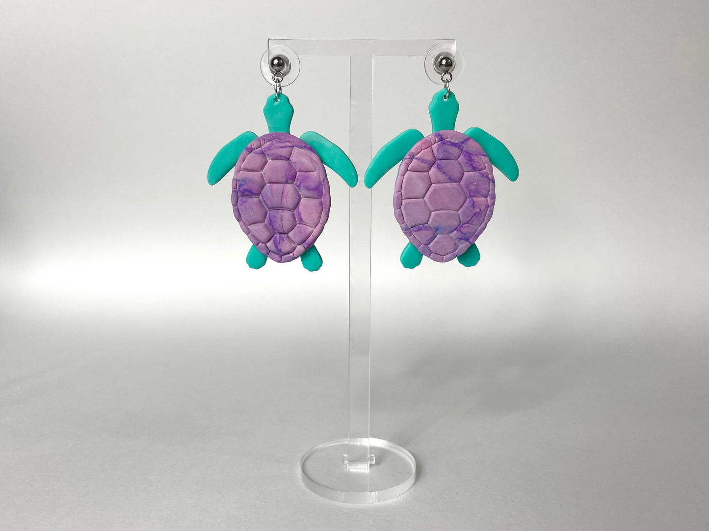 pastel sea turtles - handmade polymer clay earrings