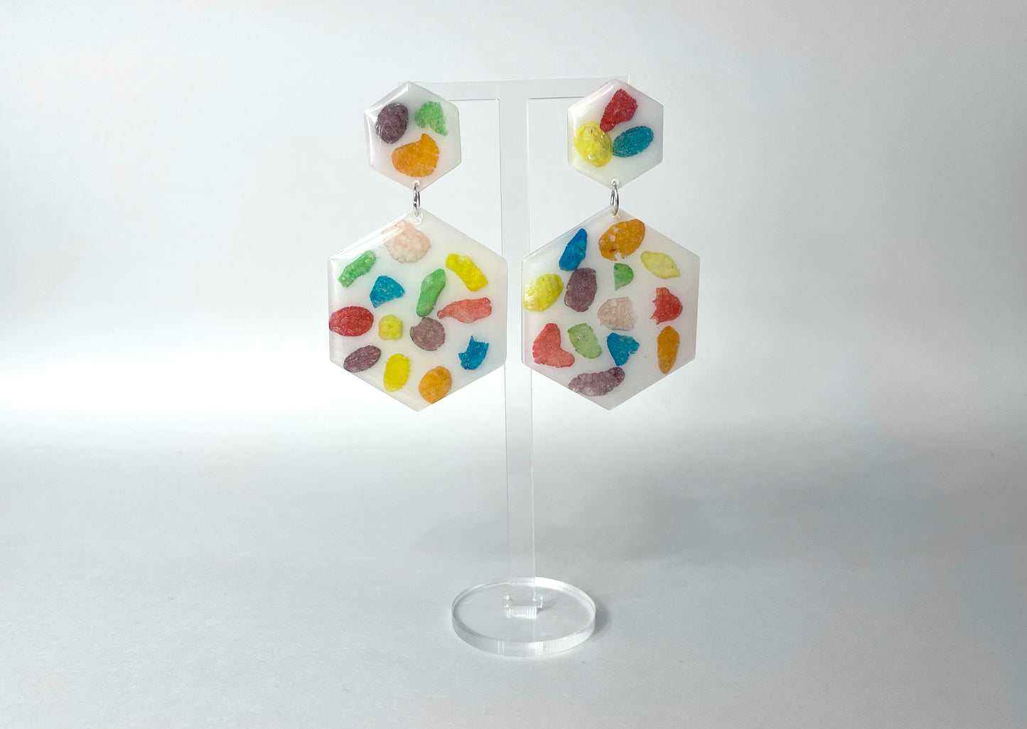 fruity pebbles & milk - handmade epoxy resin earrings