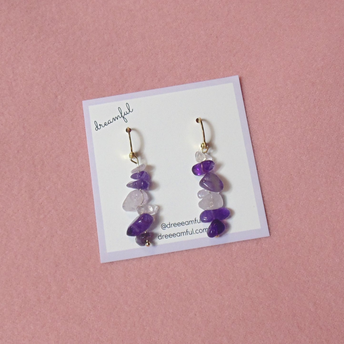 18k gold plated amethyst crystal earrings