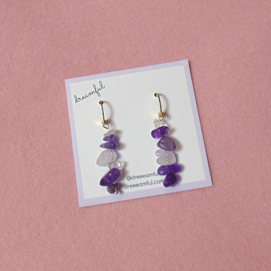 18k gold plated amethyst crystal earrings