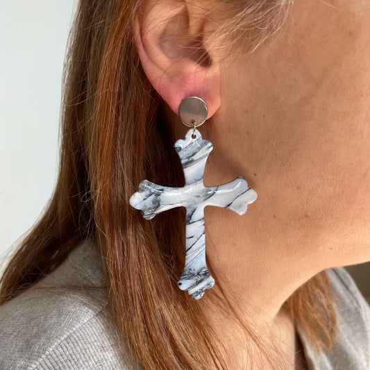 XL cross earrings