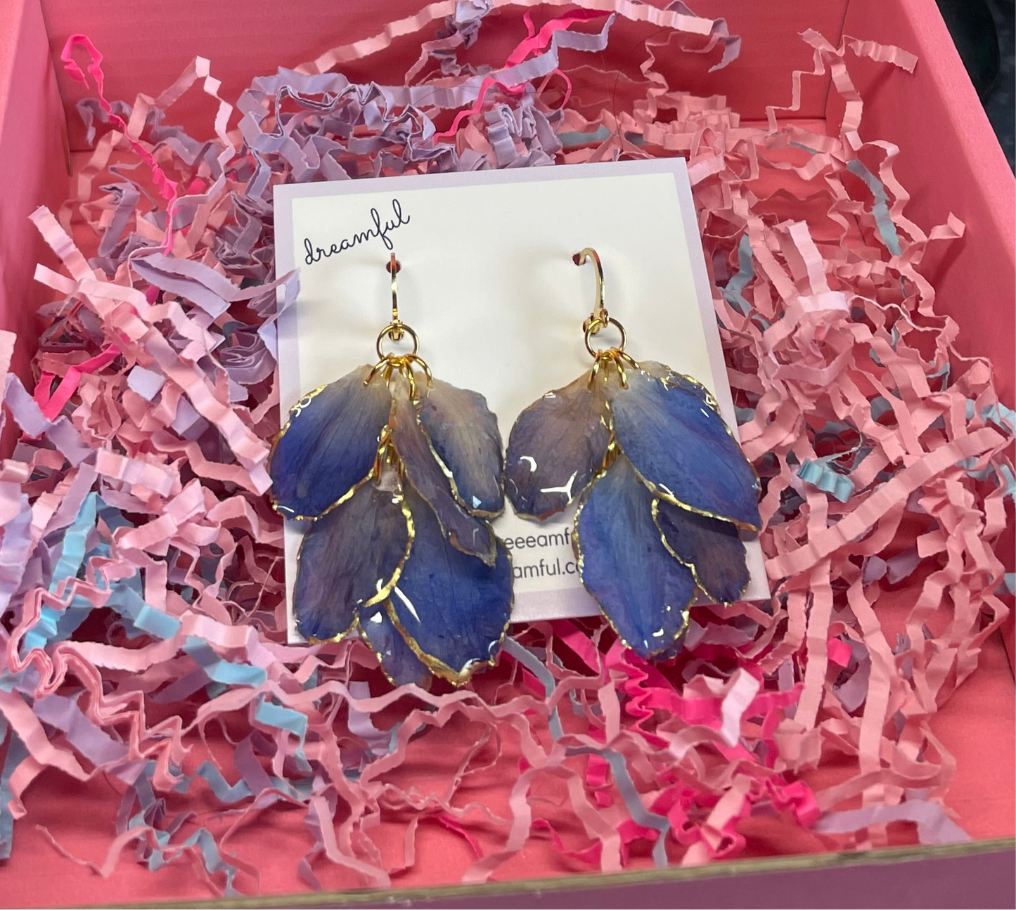 18k gold plated blue delphinium earrings